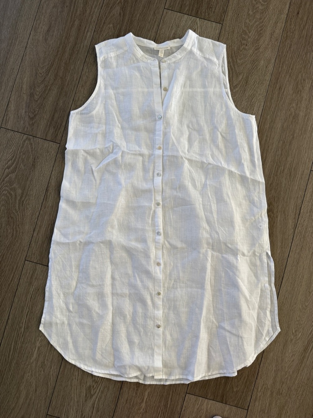 Eileen Fisher Organic Handkerchief Linen Sleeveless Shirt white size large - Picture 2 of 8